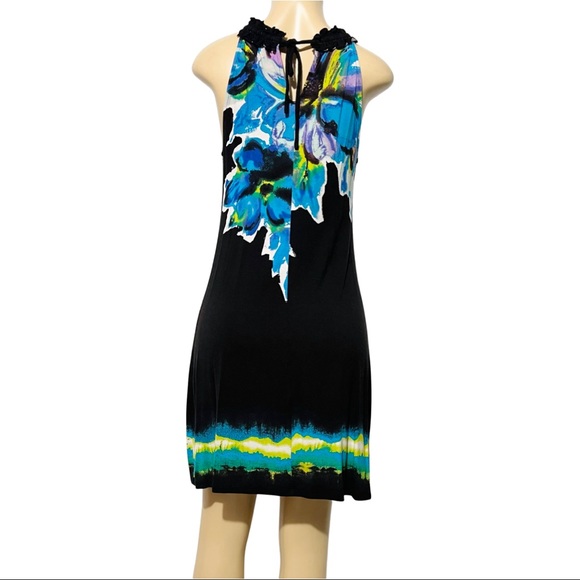 S Vintage INC International Concepts Floral Blue & Black Sequin Dress - Picture 6 of 14